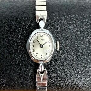 Timex MCM Working Mechanical Cocktail Watch Women Silver Speidel Flexible Band